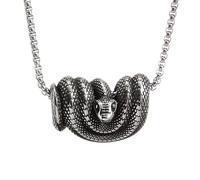 Mirweon Elegante collana a serpente Ouroboros in acciaio inox, accessorio per il collo per stili gotici moderni, accessori alla moda alternativi, Misura unica, come descritto, come descritto