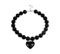 Mirweon Elegante collana con perline a forma di cuore grande che simboleggia l'amore e la raffinatezza per la moda delle donne in lega, Misura unica, come descritto, come descritto