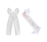 Mirweon Fascia regolabile per festa della sposa, elegante, con perle e strass, per addio al nubilato e feste di nozze, Set oro rosa, Taglia unica