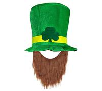 Mirweon Leprechaun Caps Green Top Hat Con Barba San Patrizio Leprechaun Cappello Regali Vacanza Carnevale Festa