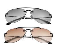 MIRYEA 2 Pacco Occhiali da Lettura Leggeri Senza Montatura Lettori con Cerniera a Molla Donna e Uomo Occhiali Lettori Senza Cornice Anti Luce Blu con Lenti Antiriflesso Occhiali da Sole UV400 2.0