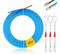 Mis.Moon Sonda Elettricista 30M, Passacavi, Tiracavi Con 3 Molla Di Guida, Spiralata Acciaio Inox, Cavo, Ø 4 mm (Blu)