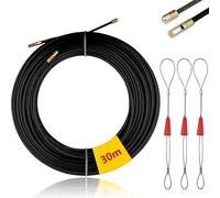 Mis.Moon Sonda Elettricista 30M, Sonda Passacavi, Sonda Tiracavi con 3 Molla di Guida, Sonda Spiralata Acciaio Inox, Sonda Tiracavi Cavo, Ø 4 mm (Nero)