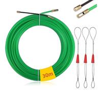 Mis.Moon Sonda Elettricista 30M, Sonda Passacavi, Sonda Tiracavi con 3 Molla di Guida, Sonda Spiralata Acciaio Inox, Sonda Tiracavi Cavo, Ø 4 mm (Verde)