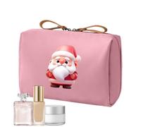 Misaakoeq Borsa da toilette portatile, borsa per il trucco di grande capacità - Organizer per borse per cosmetici con stampa di Babbo Natale - Borsa da toilette da viaggio per donna, organizer per