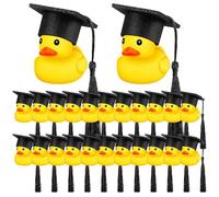 Misaakoeq Cappello Da Laurea - Anatre Di Gomma Morbide E Divertenti Con Cappello Da Laurea, Perfette Per Feste Per Bambini, Feste Di Compleanno O Decorazioni Per Auto (confezione Da 24)