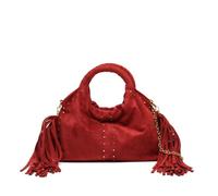 MISAKO Seysy borsa da festa mini effetto camoscio con frange e dettagli metallici e tracolla removibile Donna - Seysy Rosso 17x8x21cm