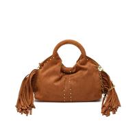MISAKO Seysy borsa da festa mini effetto camoscio con frange e dettagli metallici e tracolla removibile Donna - Seysy Cammello 17x8x21cm