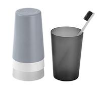 Misazy bicchiere porta spazzolino 4 pezzi bicchiere spazzolino con una bocca a tazza liscia per il viaggio, il bagno, il bagno, gli accessori per il bagno in ordine (nero, grigio, bianco, trasparente)