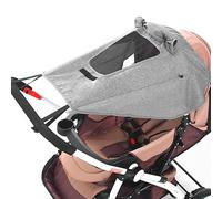 Misazy parasole passeggino universale con protezione UV 50+ e impermeabile, parasole ovetto universale - ombrellino parasole passeggino con finestrella e alette parasole, grigio