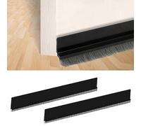 Misazy Striscia di guarnizione a spazzola per porta, paraspifferi, 2 pezzi, striscia autoadesiva, tagliata su misura, guarnizione inferiore della porta, 5 x 100 cm, nera