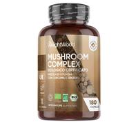 Miscela Funghi Bio in 180 Capsule Vegane 3 Mesi di Scorta Mushroom Complex con