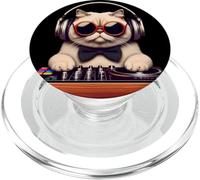 Miscela vintage Beats Feline DJ Cat Synthwave Kitty Mix PopSockets PopGrip per MagSafe