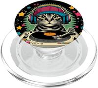 Miscela vintage Beats Feline DJ Cat Synthwave Kitty Mix PopSockets PopGrip per MagSafe