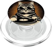 Miscela vintage Beats Feline DJ Cat Synthwave Kitty Mix PopSockets PopGrip per MagSafe