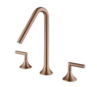 Miscelatore a 3 fori per lavabo da bagno, bocca girevole a 360°, ottone | Rubinetto miscelatore in ottone a 3 fori con beccuccio girevole a 360° per un facile controllo nei lavandini del bagno