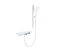 Miscelatore a Cascata per Vasca da Bagno Rubinetto Doccia a Vista in in Ottone per Montaggio a Parete 2 Fori,Bianco