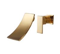 Miscelatore a parete per lavabo, rubinetto a cascata, monocomando, per bagno, tutti in rame, resistente agli spruzzi d'acqua calda e fredda, oro spazzolato, un cacciatore di luce