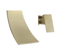 Miscelatore a parete per lavabo, rubinetto a cascata, monocomando, per bagno, tutti in rame, resistente agli spruzzi d'acqua calda e fredda, oro spazzolato, un cacciatore di luce