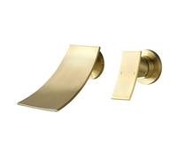Miscelatore a parete per lavabo, rubinetto a cascata, monocomando, per bagno, tutti in rame, resistente agli spruzzi d'acqua calda e fredda, oro spazzolato, un cacciatore di luce