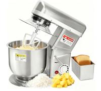 Miscelatore Alimentare Commerciale con Controllo 3 Velocità e Design a Testa Inclinabile,Impastatrice in acciaio inox Include Gancio per Impasto e Frusta per Panifici, Pizzerie(7L)