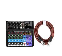 Miscelatore audio Console di miscelazione portatile 6 canali Bluetooth Soundcard USB Play Record Computer Playback Mini Audio Mixer Broadcast Podcast A6 (Color : A6-E-U 1pcs 5M)