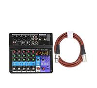 Miscelatore audio Console di miscelazione portatile 6 canali Bluetooth Soundcard USB Play Record Computer Playback Mini Audio Mixer Broadcast Podcast A6 (Color : A6-E-U 1pcs 2M)