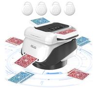 Miscelatore automatico per carte 2 in 1 e trasmettitore per carte con 4 tasti per carte senza fili - Macchina per miscelare carte elettrica girevole a 360 gradi, permette per 1-8 giocatori per ONU