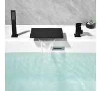 Miscelatore Bordo Vasca da Bagno con Uscita Cascata da 180 * 260 mm Monocomando Rubinetto Bordo Vasca 3 Fori,nero