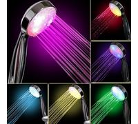 MISCELATORE BRACCIO DOCCIA MULTICOLOR A LED 7 COLORI CROMOTERAPIA SOFFIONE