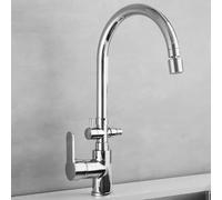 Miscelatore Cucina con Attacco Lavastoviglie Rubinetto Cucina Ottone Rotazione a 360 ° Foro Singolo Doppia Maniglia Rubinetti Cucina-Cromo Placcato