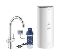 Grohe Red Duo Set robinetterie monocommande pour évier, portée 224mm, bec C, avec chauffe-eau GROHE Red taille L, 30079001, 30079001, Colorazione: cromo