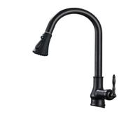 Miscelatore Cucina, Rubinetto da cucina antico Lavello da cucina con doccetta estraibile Maniglia singola, Gru for montaggio su ponte Rotazione a 360° Miscelatore acqua calda fredda(Black B no sensor)