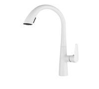 Miscelatore Cucina, Rubinetto Da Cucina Estraibile Rubinetto for Lavello for Lavabo A Prova Di Spruzzi Di Alta Qualità In Rame Pieno, Ullo Nascosto Girevole Caldo E Freddo(Snow white)
