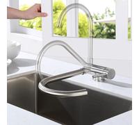 Miscelatore Cucina Sottofinestra, Lonheo Rubinetto Cucina Pieghevole, Rubinetto abbattibile cucina in Acciaio Inox, Rubinetto lavello Girevole 360 ° con Aeratore Staccabile, Acqua Calda e Fredda