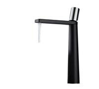 Miscelatore da bagno Rubinetto for lavabo da piano, Rubinetto monoforo con supporto singolo, Rubinetti for lavabo nero dal design nuovo for bagno Alto per lavelli per roulotte e case(SLT184L-BS)