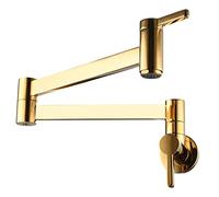 Miscelatore da Cucina a Parete, Rubinetto per riempire pentole con Bracci a Doppio snodo, Miscelatore per lavello Acqua Fredda, Flessibile ed Estensibile, Design a 2 Maniglie.