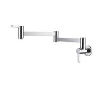 Miscelatore da cucina monoforo doppio supporto rubinetto lavabo in ottone rubinetto singolo acqua fredda beccuccio girevole a 360 gradi montaggio a parete Funzionamento flessibile(Gray)