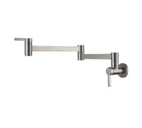 Miscelatore da cucina monoforo doppio supporto rubinetto lavabo in ottone rubinetto singolo acqua fredda beccuccio girevole a 360 gradi montaggio a parete Funzionamento flessibile(Brushed Nickel)