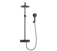 Miscelatore di rubinetto doccia set esposto con riempitivo per bagno a cascata da 10 "a spruzzo a spruzzo a spruzzo in ottone deviatore colonna attacco a mano (nero) Beauty Comes