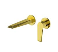 Miscelatore Diamond monocomando a due fori ad incasso a parete per lavabo nickel spazzolato con sistema install box - CONFEZIONE: 1 pz., Colore: Oro Lucido