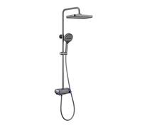 Miscelatore Doccia con Soffione e Doccetta 4Funzione,Grigio Canna di Fucile | Kit Doccia con Soffione Girevole a 360°, Doccetta, Pistola e Bocca. Distanza Dei Fori Regolabile: 13,5-16,5cm