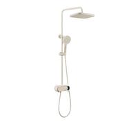 Miscelatore Doccia con Soffione e Doccetta Funzione 3+1,Bianco Latte | Kit Doccia con Soffione Girevole a 360°, Doccetta, Pistola e Bocca. Distanza Dei Fori Regolabile: 13,5-16,5cm
