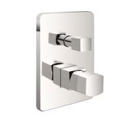 Miscelatore Doccia Incasso Con Deviatore A 2 Vie E Manopola Senza Leva In Ottone Nichel Spazzolato Della Linea Lotus, Completo Di Corpo A Parete