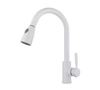 Miscelatore Estraibile per lavello da Cucina con doccetta Girevole a 360° e Doppia modalità di Getto - Rubinetto Moderno Bianco per Una Facile Pulizia e Un utilizzo Versatile