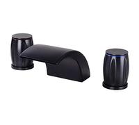 Miscelatore for lavabo a 3 fori, cascata, rubinetto for bagno in acciaio inox, acqua calda e fredda, doppia maniglia, interruttore indipendente, rubinetto for lavabo, dorato(Brushed)