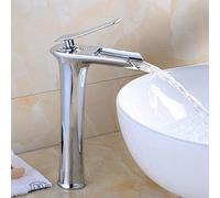 Miscelatore for lavabo alto Rubinetto for lavabo a cascata Rubinetti for lavabo da bagno Caldo e freddo Monoforo in ottone Rubinetto for lavabo sopra il bancone Rubinetto for lavabo a cascata-Bianco(A
