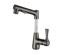 Miscelatore for lavabo con doccetta Estraibile Girevole Acqua Calda e Fredda in Ottone monoforo rubinetti Multifunzione for Bagno-Grigio(Gris)
