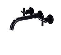 Miscelatore for lavabo da bagno a parete con doppia maniglia in ottone nero, finitura cromata calda e fredda, con opzioni bianco/oro lucido(DVPEN01-SL)
