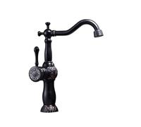 Miscelatore for lavabo Rubinetto for da bagno intagliato in ottone antico Maniglia singola con foro sul ponte Rubinetti vintage for acqua calda e fredda(Black Oil M)